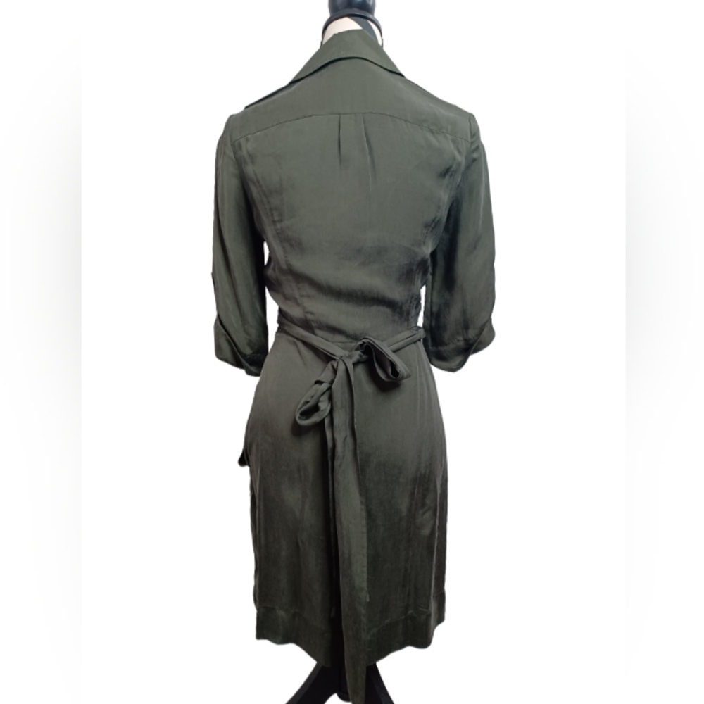 Diane Von Furstenburg Safari Satin Green Wrap Dress - Picture 2 of 16
